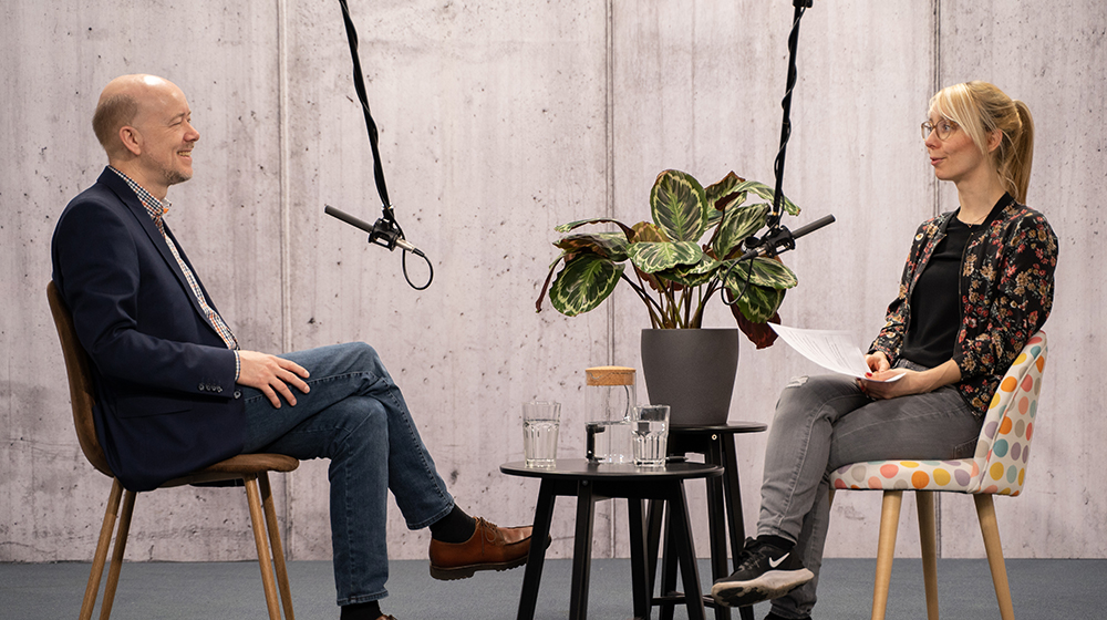 Bei der Aufnahme des Wissenschaftspodcasts