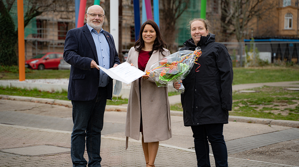 Dr. Uwe Genetzke, Shipra Dureja, PD Dr.-Ing. Claudia Krull, Faculty of Computer Science (Photo: Stefan Belling / University of Magdeburg)